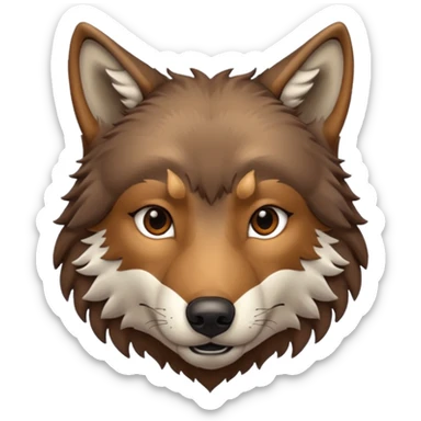 Brown wolf head sticker
