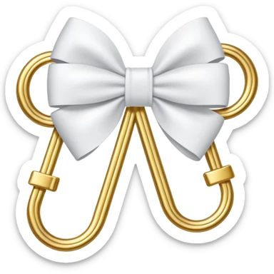 one gold paper clip with a white bow in the middle sticker
