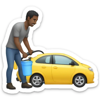 man washing a car with pressure washer sticker