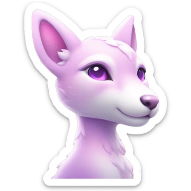 Kawaii colorful bright light pastel lilac-pink-white-gradient fantasy ethereal anthro fursona animal creature sticker
