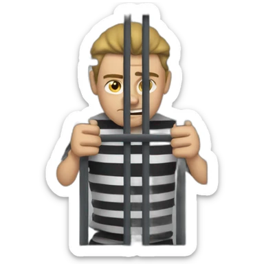 Criminal behind bars holding onto bars sticker