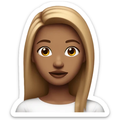 very pretty girl with straight light brown hair pink big lips and white top  sticker