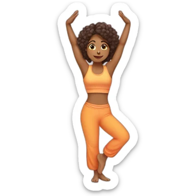 Indian woman with curly hair doing a yoga handstand position sticker