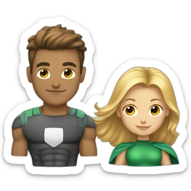 Guy and girl super hero sticker
