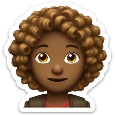 Brown little boy with long curly hair sticker