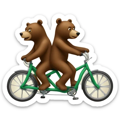 Two bears riding a tandem bike sticker