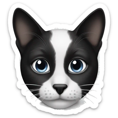 Black and white cat with black freckle on face sticker