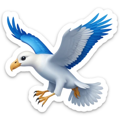 Albatross flying blue instead of black wings sticker