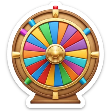 colorful fortune wheel with multiple sections and a spinner arrow sticker