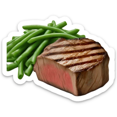 Filet mignon with green beans pasta and mushrooms sticker