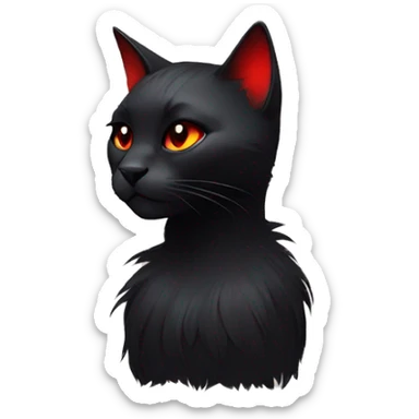 Anthro Edgy Cool Beautiful Black Cat with Pretty Emo Hair-bangs with Red Streaks sticker