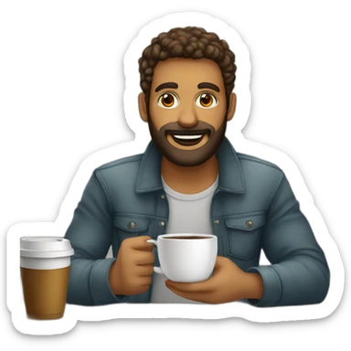 homem com barba com um copo café sticker