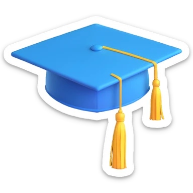 blue graduation cap with yellow tassel sticker
