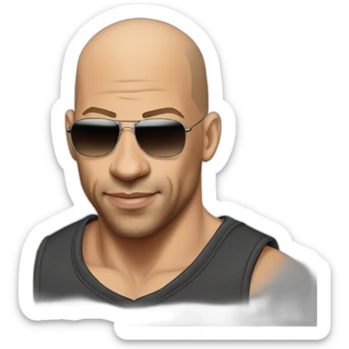 vin diesel cartoon wearing henley  sticker