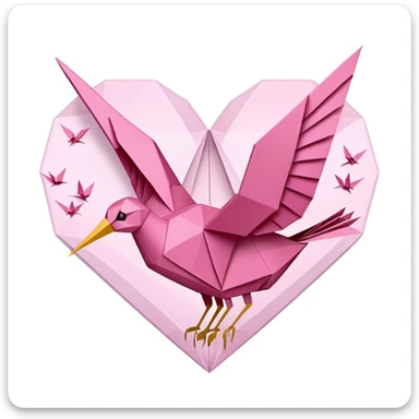 sakura heart with origami cranes sticker