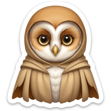 barn owl in beige cloak sticker
