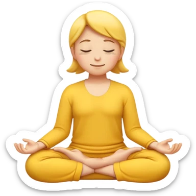 yellow emoji meditating, hands resting on knees, eyes closed, serene smile sticker