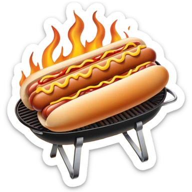 bbq hot dog on grill sticker