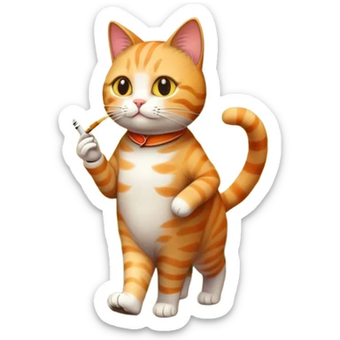 Котик с сигаретой шагает по полю sticker