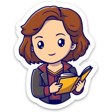Cute Hermione Granger with books and time-turner necklace sticker