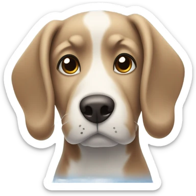 Dog with one floppy ear under the blue sky  sticker