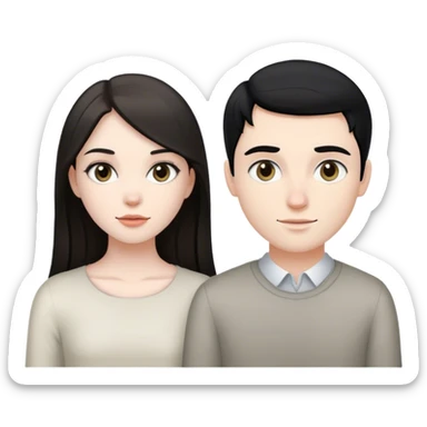 beautiful pale brunette girl and pale man with black hair and gray eyes sticker