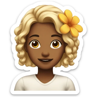 teen girl with a flower in her hair sticker