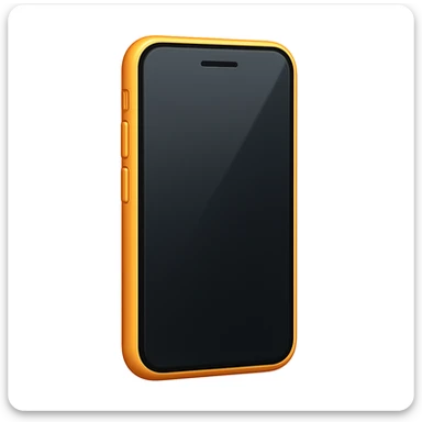 Edit the phone emoji exactly like the reference but remove the circle button at the bottom and show some of the side of the phone, in iOS emoji style. Add a subtle highlight. Keep all other details and style the same as the iOS emoji style. sticker