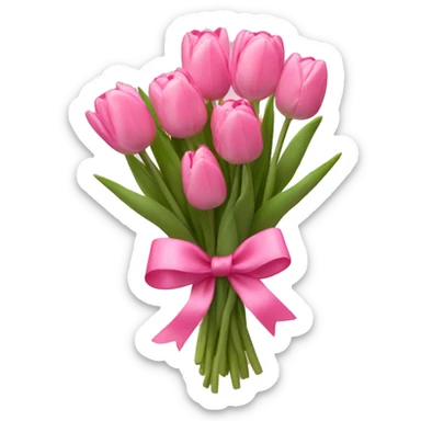 small pink tulip bouquet with bow sticker