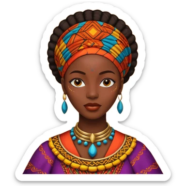 dreadlocks black african woman with traditional african clothes sticker