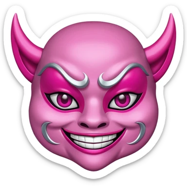 A pink girly oni mask sticker