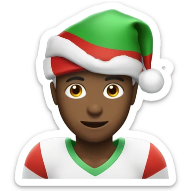 Boy who plays Football With a cristmas hat sticker