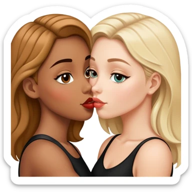 white girl and mixed white and black girl kissing sticker
