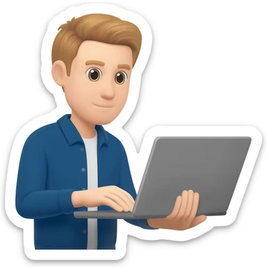 white man Video editor working on laptop sticker