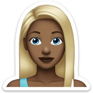 black woman blonde ponytail blue eyes full lips sticker
