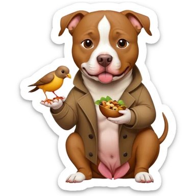 Pit bull eating a bird sticker