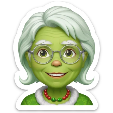 Grinch grand mother with white hair and with glasses sticker