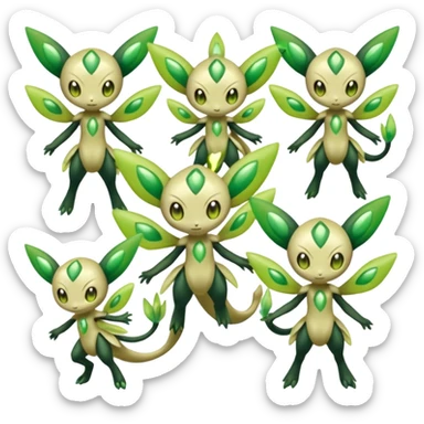 Meloetta-Celebi-Zygarde-Electrike-Fakémon-fusion, full body sticker