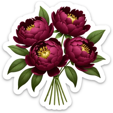 Burgundy peonies bouquet  sticker