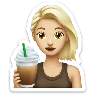 blonde girl drinking iced coffee sticker