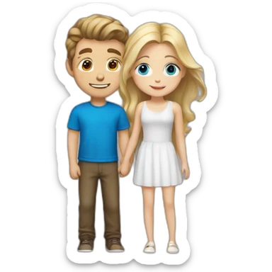 White boy with brown hair loves girl with blond hair and blue eyes sticker