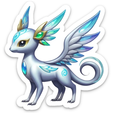 Angelic Divine Bioluminescent Translucent Luminescent Diaphanous Shiny Colorful Meloetta-Latias-Koraidon-Peppercat-Wargreymon-Protogen-Fakémon-fusion-hybrid-creature sticker