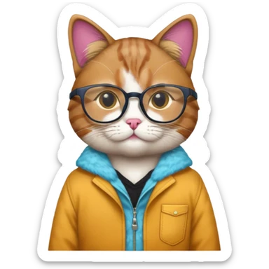 cat with clothes and wearing glasses sticker
