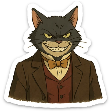 evil British cat sticker