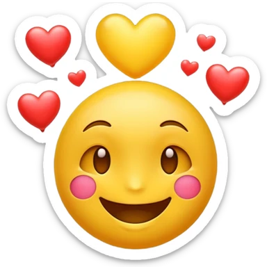 classic yellow emoji face with hearts floating above its head sticker