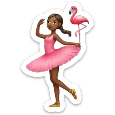 Girl dancing with a flamingo  sticker