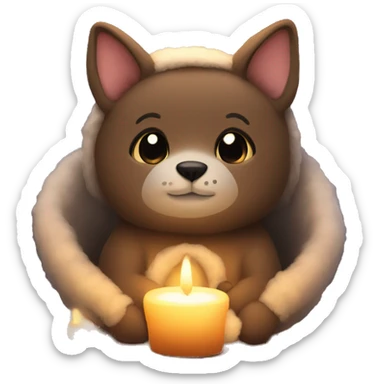 cozy animals by candlelight sticker