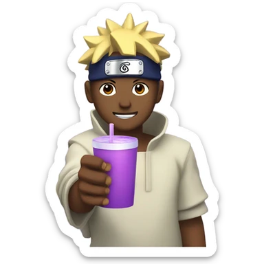 naruto drinking purple koolaid out of a styrofoam cup sticker