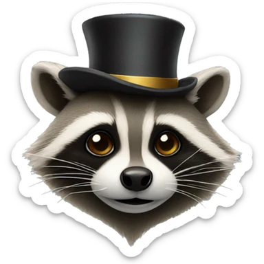 Raccoon with a top hat  sticker