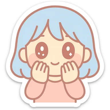 anime style character covering face with hands, embarrassed, blushing, shy body language sticker